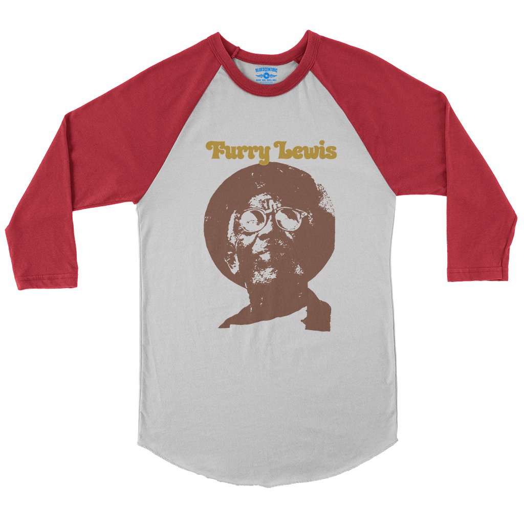 Old School Furry Lewis Baseball T-Shirt in White Red