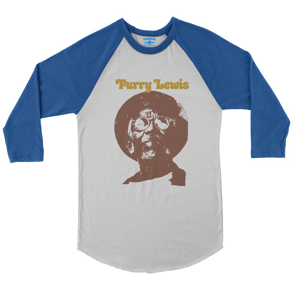 Old School Furry Lewis Baseball T-Shirt in White True Royal