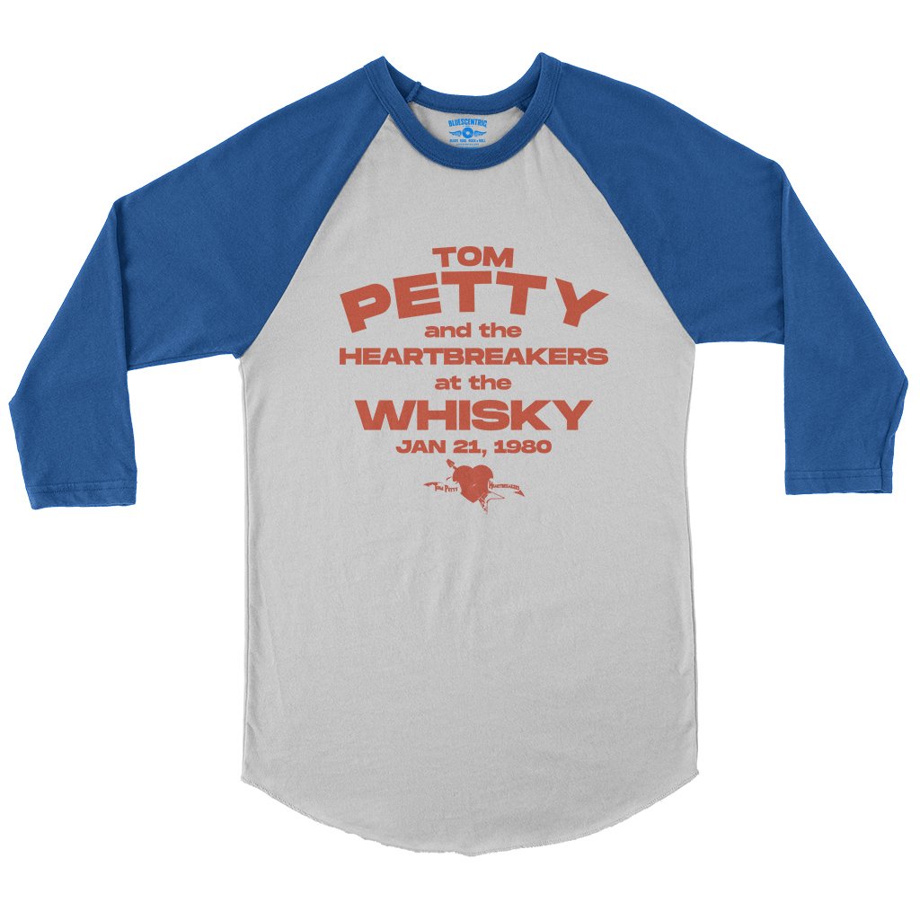 Tom Petty and the Heartbreakers at The Whisky Baseball T-Shirt in White True Royal