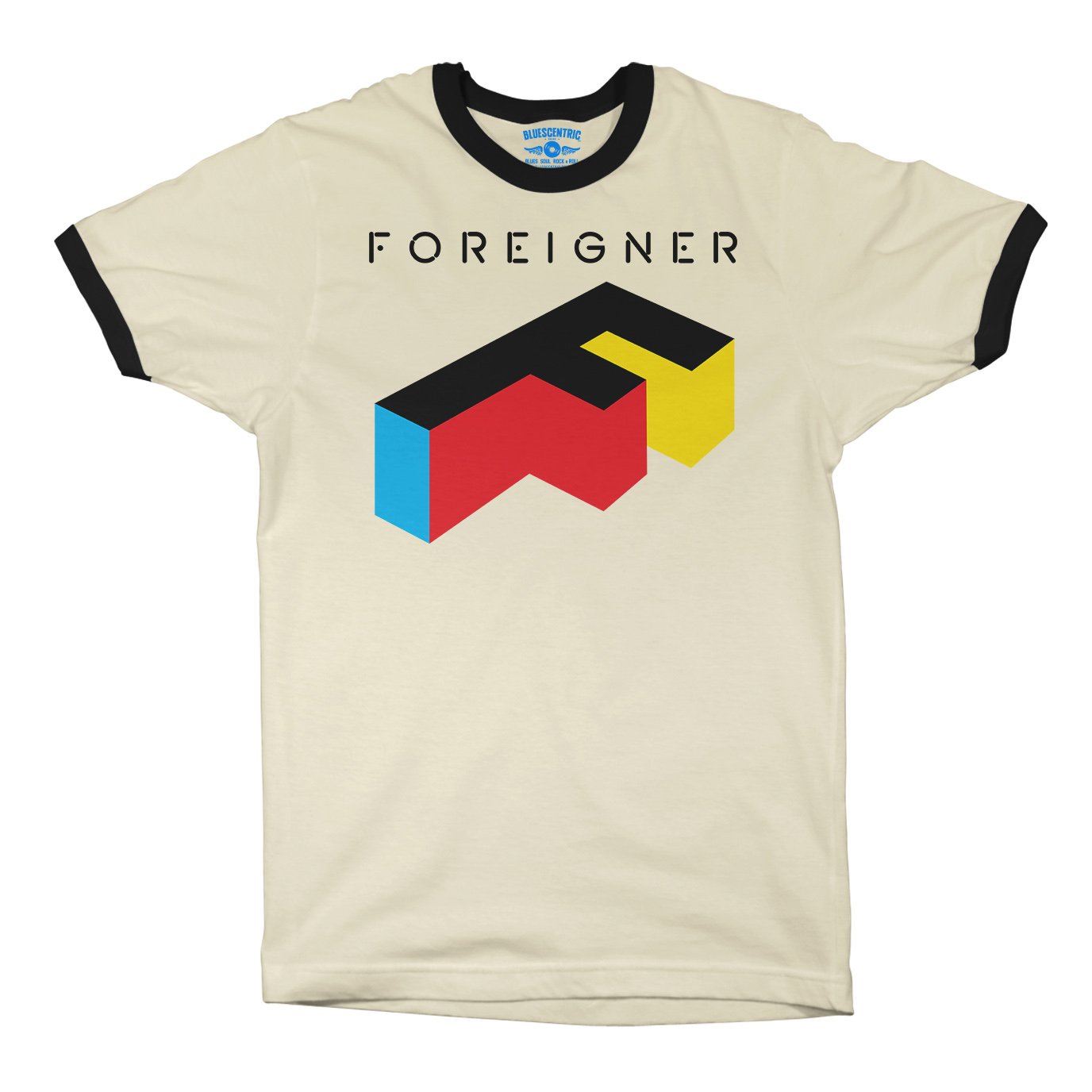 Foreigner Logo Ringer T-Shirt in Natural Black