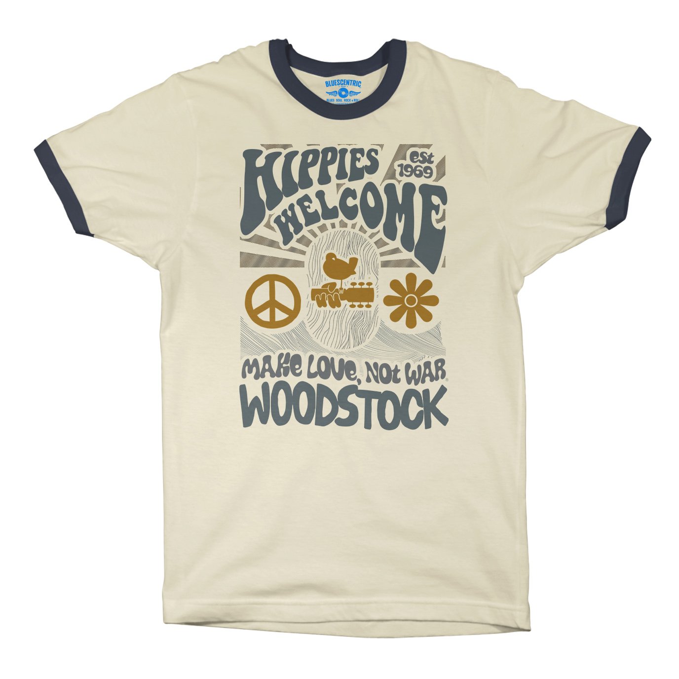 Hippies Welcome Love Woodstock Ringer T-Shirt in default