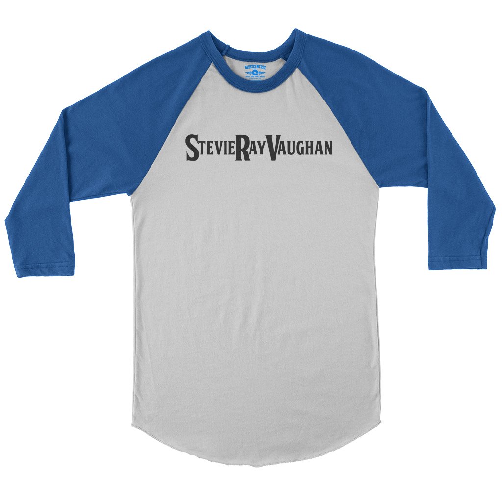 Stevie Ray Vaughan Logo Baseball T-Shirt in White True Royal