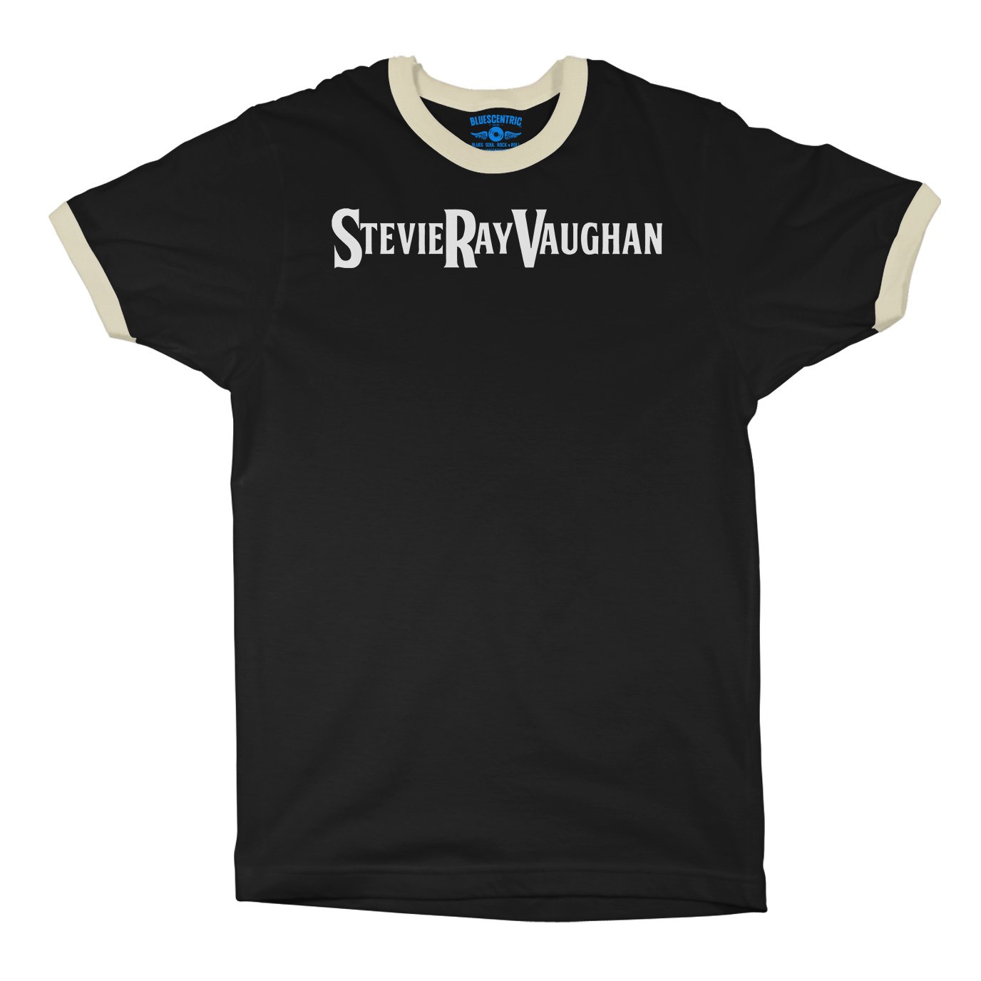 Stevie Ray Vaughan Logo Ringer T-Shirt in Black Natural