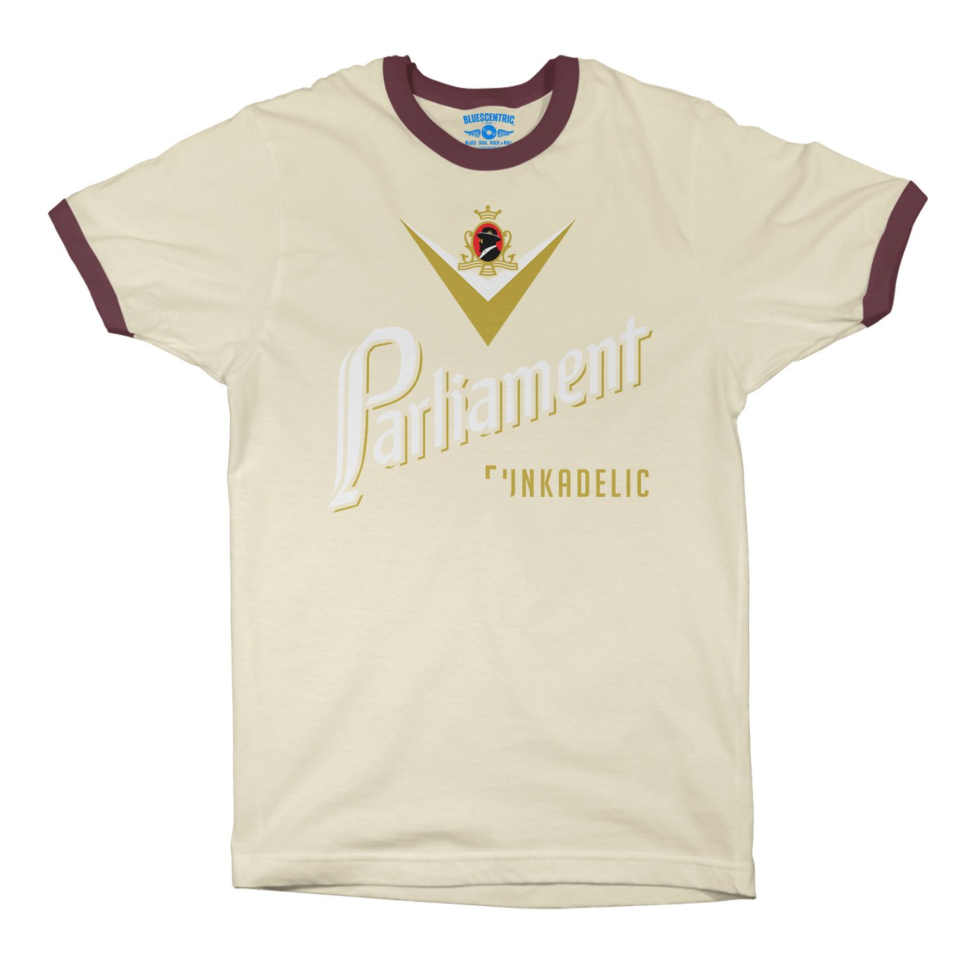 Parliament Funkadelic Cig Logo Ringer T-Shirt in Natural Maroon