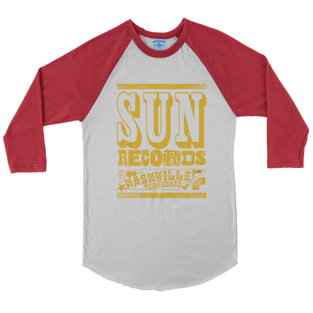 Sun Records Nashville Baseball T-Shirt in White Red