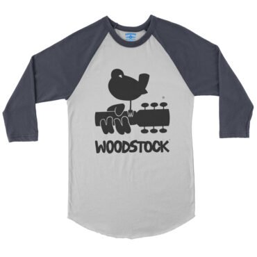 Woodstock Black Bird & Guitar Logo Baseball T-Shirt in default