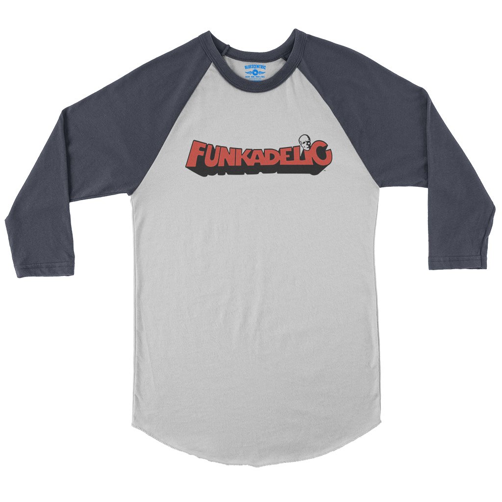 Red Funkadelic Logo Baseball T-Shirt in White Navy