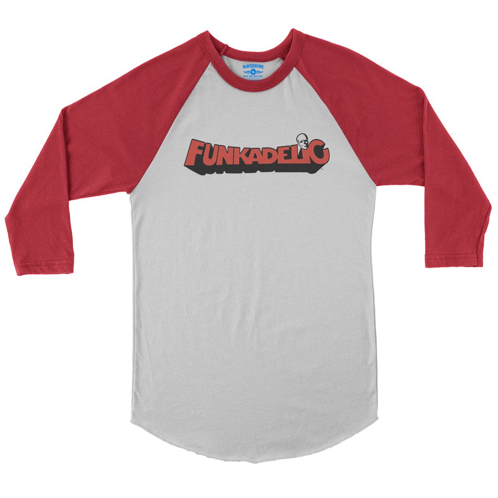 Red Funkadelic Logo Baseball T-Shirt in White Red