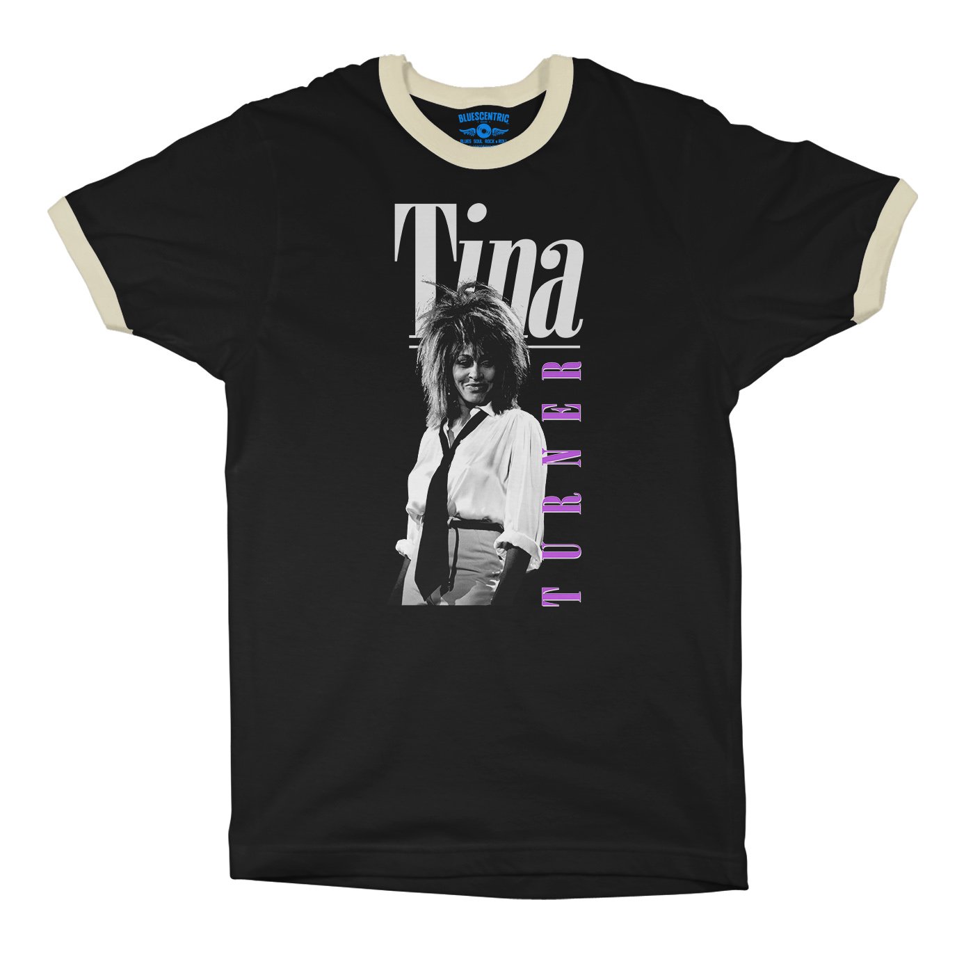 Tina Turner Very 80s Ringer T-Shirt in Black Natural