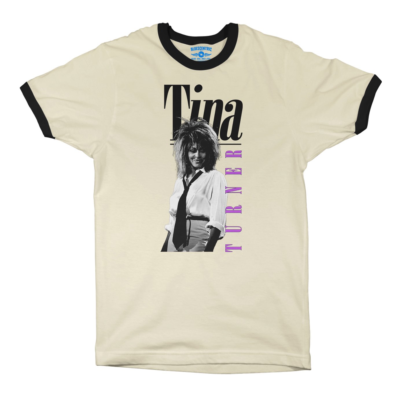 Tina Turner Very 80s Ringer T-Shirt in Natural Black