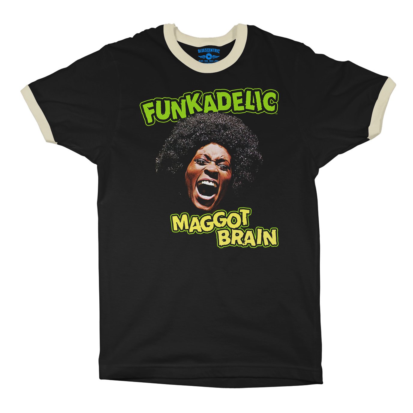 Graphic Funkadelic Maggot Brain Ringer T-Shirt in Black Natural