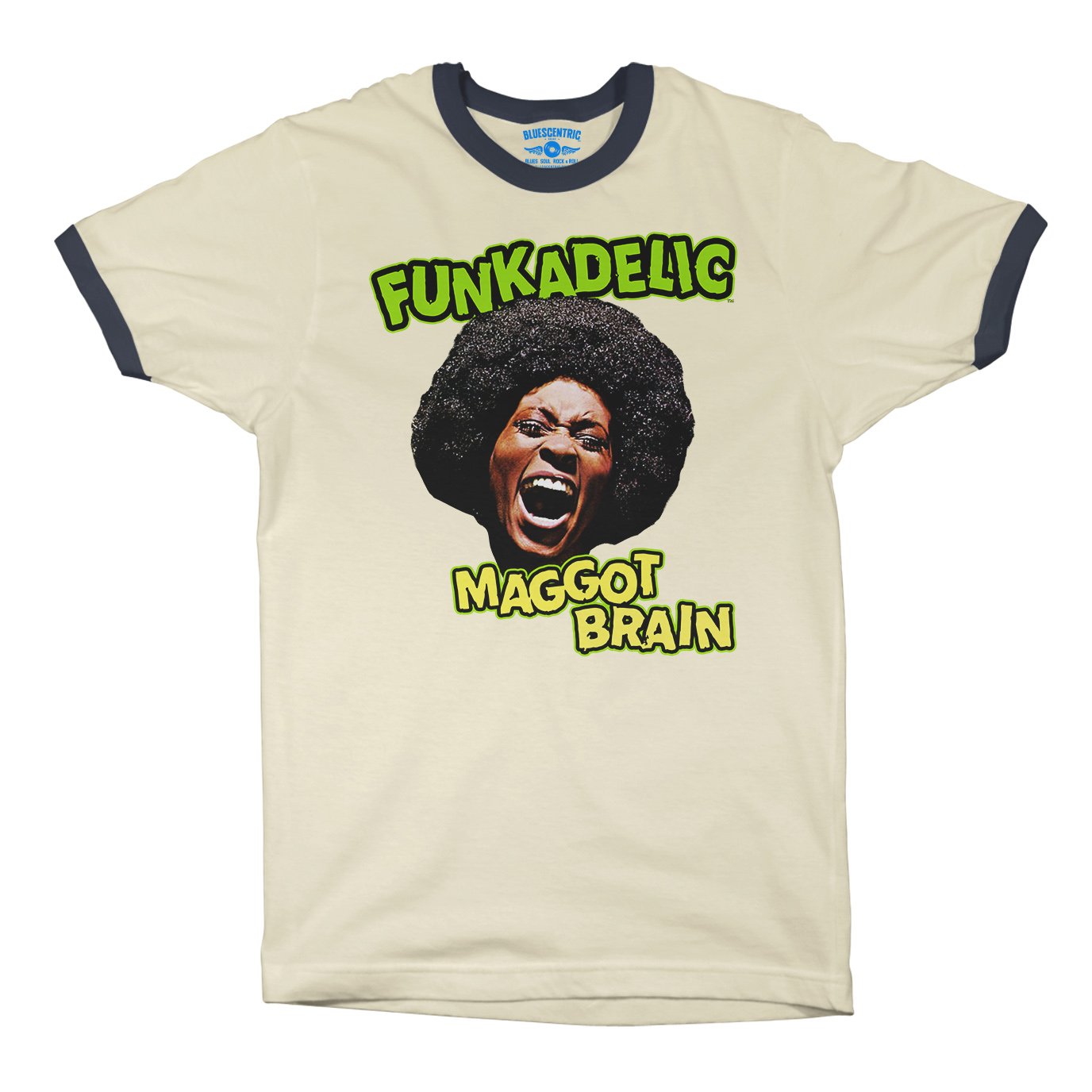 Graphic Funkadelic Maggot Brain Ringer T-Shirt in Natural Midnight Navy