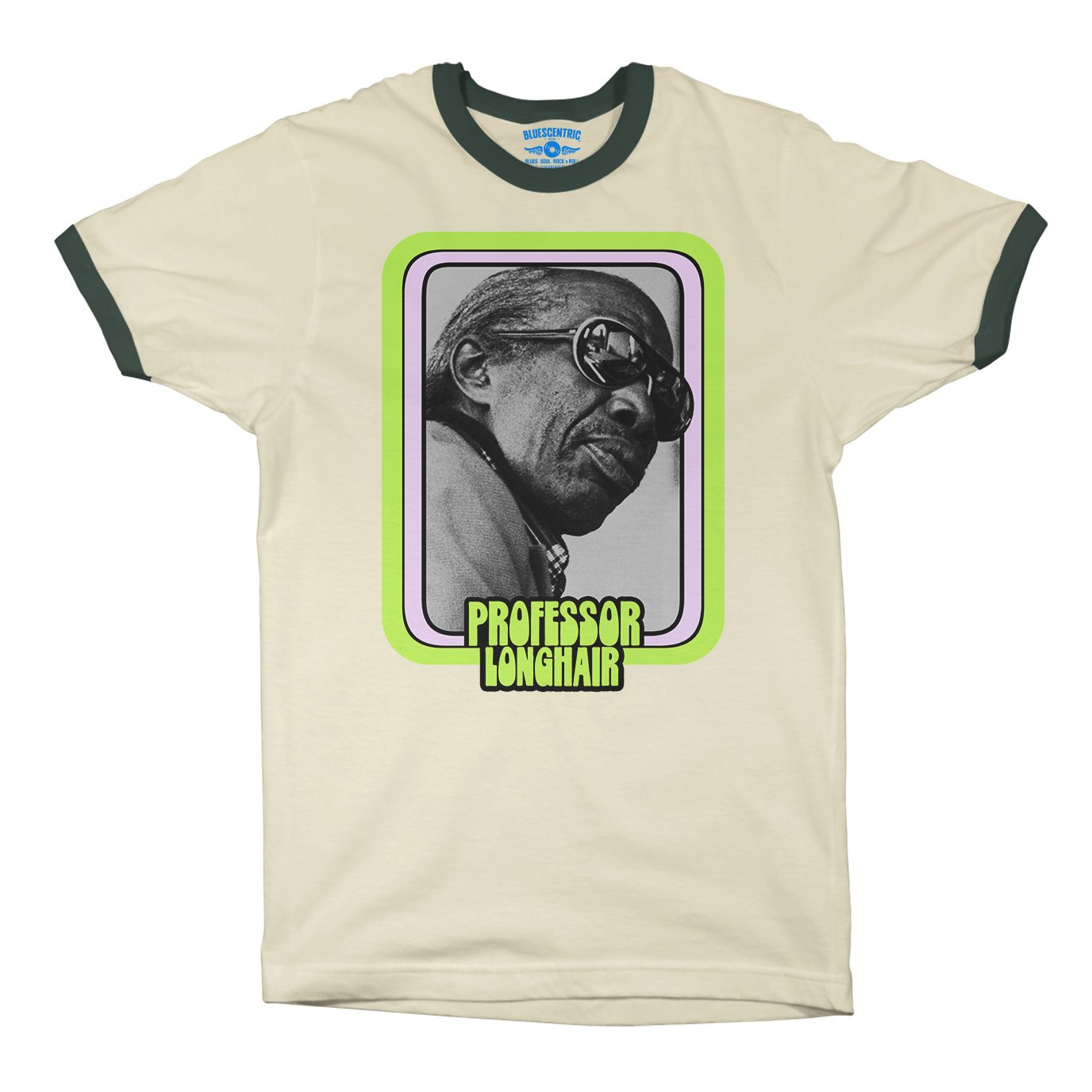 Graphic Professor Longhair Ringer T-Shirt in Natural Forest Green