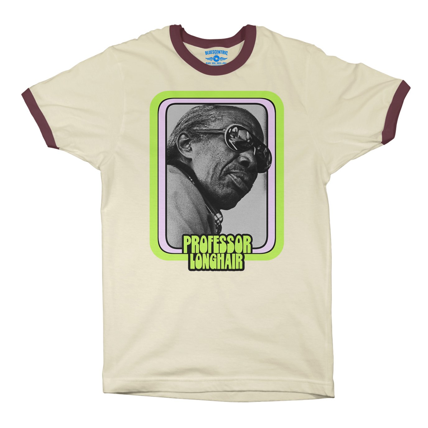 Graphic Professor Longhair Ringer T-Shirt in Natural Maroon