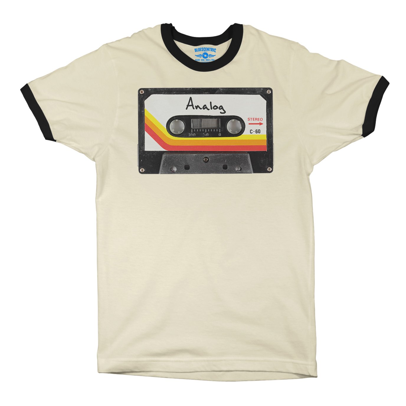 80s Analog Tape Ringer T-Shirt in Natural Black