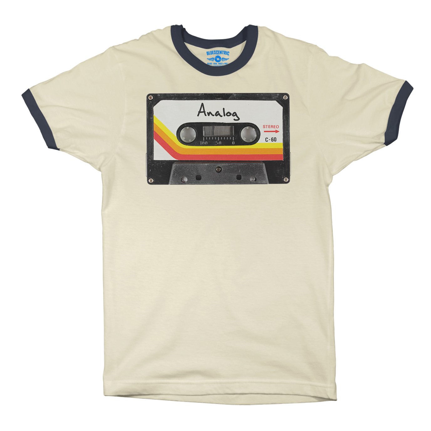 80s Analog Tape Ringer T-Shirt in Natural Midnight Navy