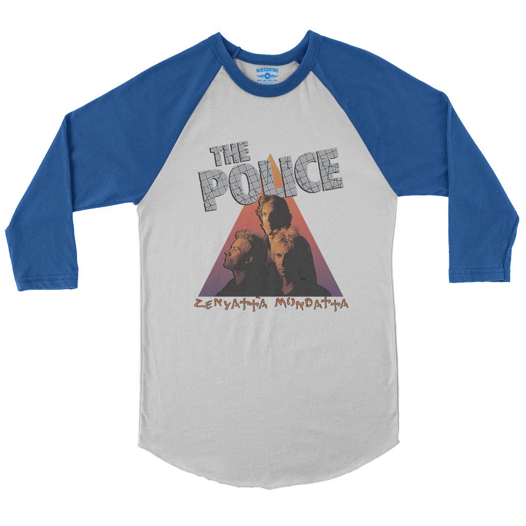 The Police Zenyatta Baseball T-Shirt in White True Royal
