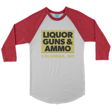 Liquor Guns and Ammo Baseball T-Shirt in default