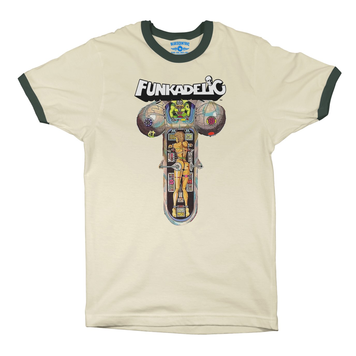 Funkadelic Electric Spanking of War Babies Ringer T-Shirt in Natural Forest Green