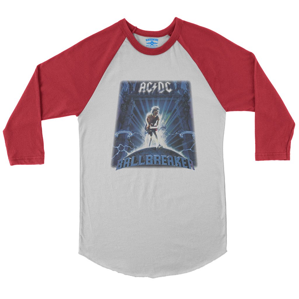 AC/DC Ballbreaker Baseball T-Shirt in White Red