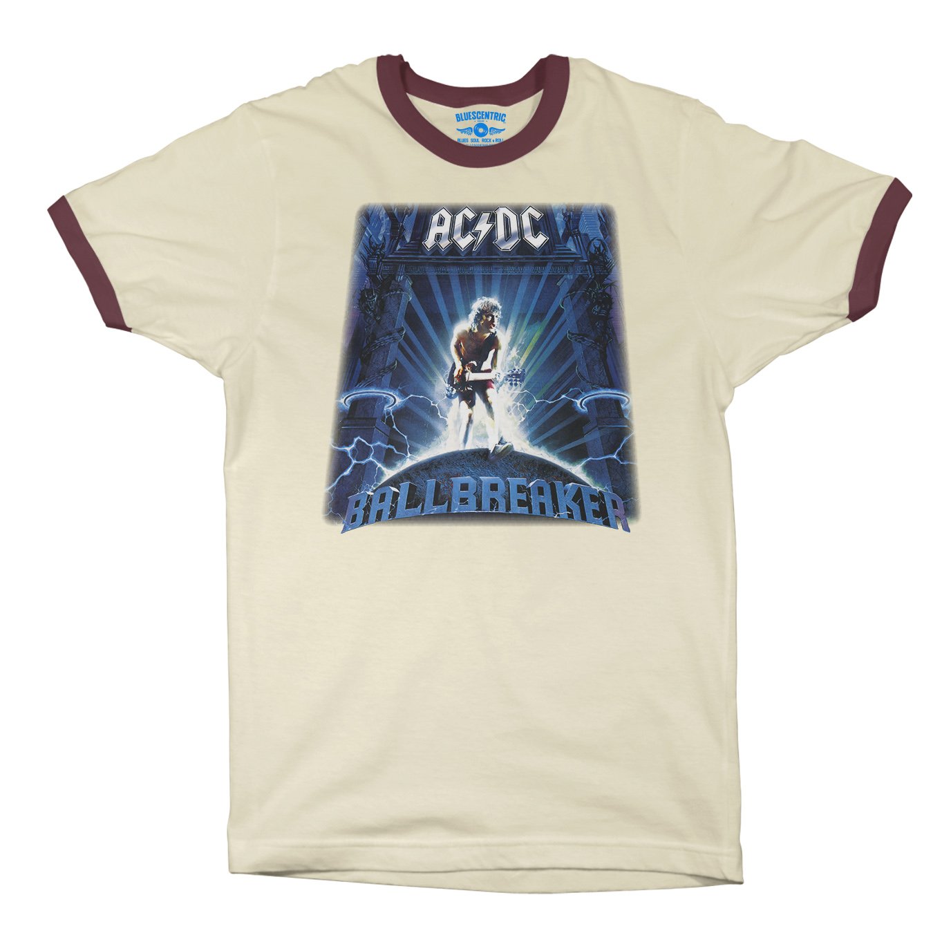 AC/DC Ballbreaker Ringer T-Shirt in Natural Maroon
