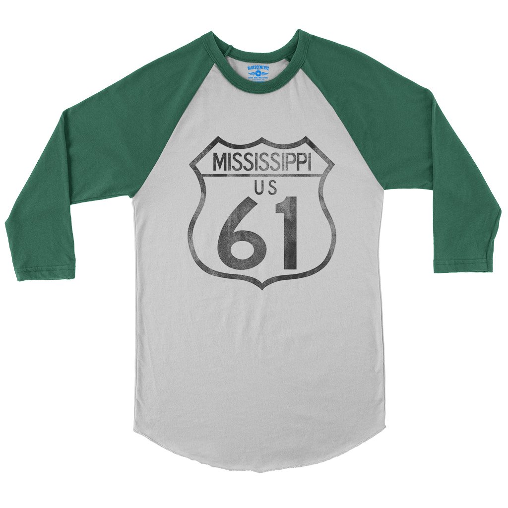 Mississippi Highway 61 Baseball T-Shirt in White Kelly