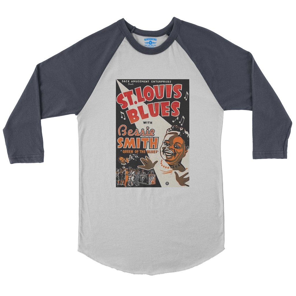 Bessie Smith St Louis Blues Baseball T-Shirt in White Navy