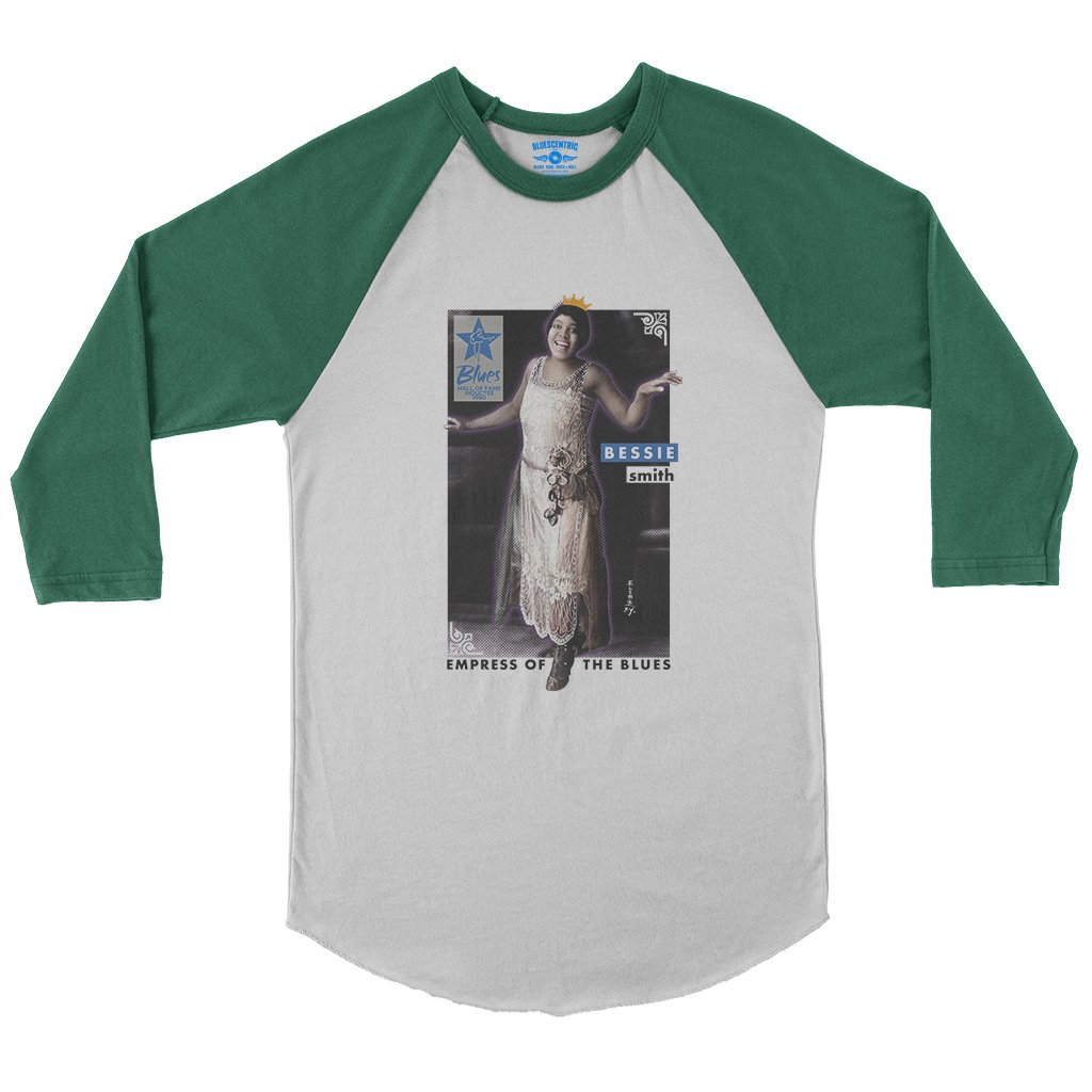 Ltd. Ed. Blues Hall of Fame Bessie Smith Baseball T-Shirt in White Kelly