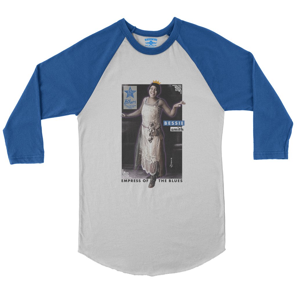Ltd. Ed. Blues Hall of Fame Bessie Smith Baseball T-Shirt in White True Royal