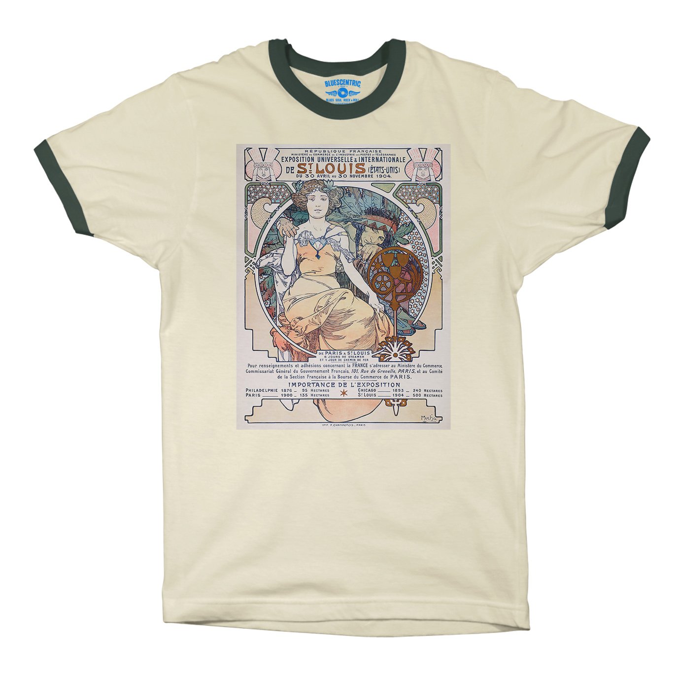 St Louis World’s Fair Ringer T-Shirt in Natural Forest Green