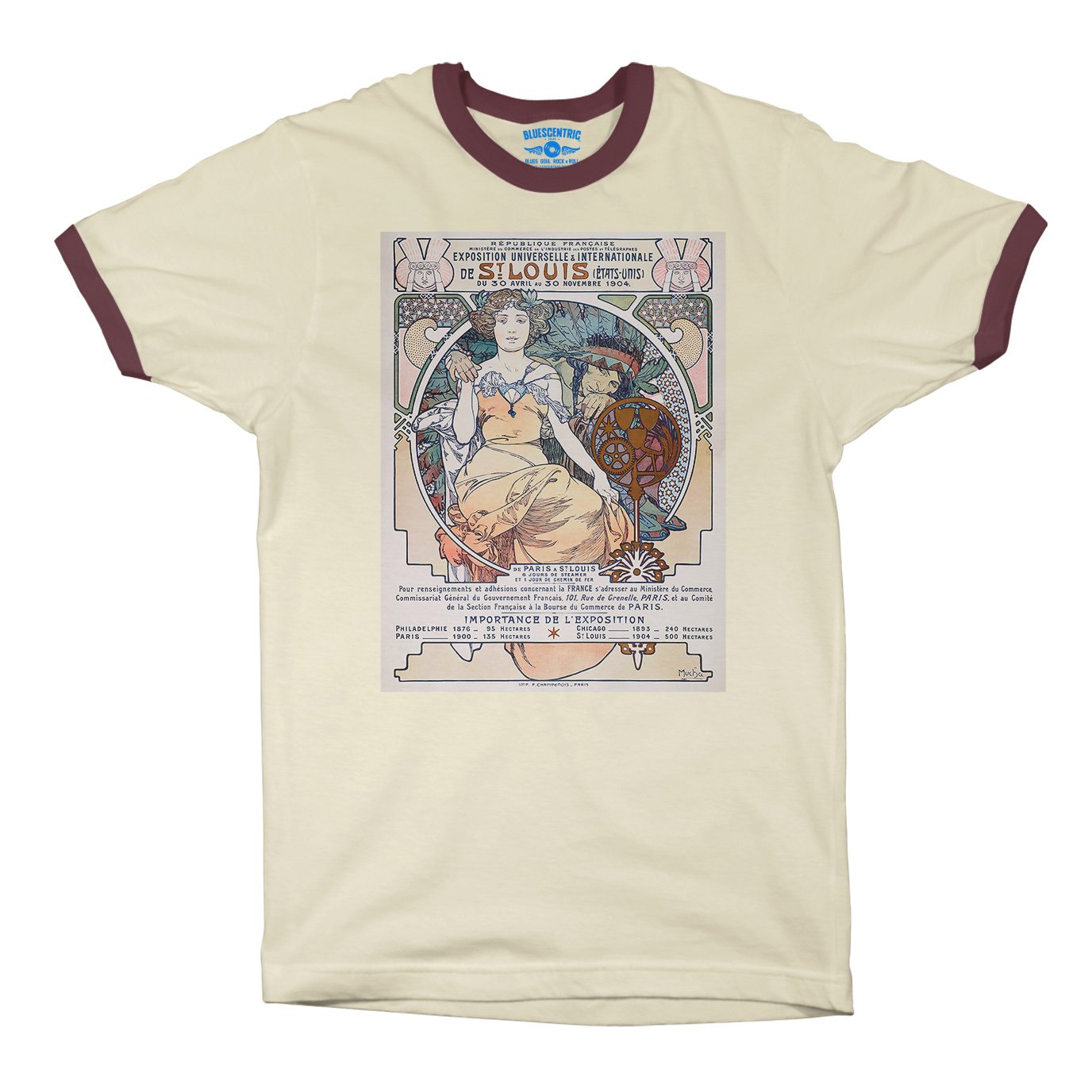 St Louis World’s Fair Ringer T-Shirt in Natural Maroon