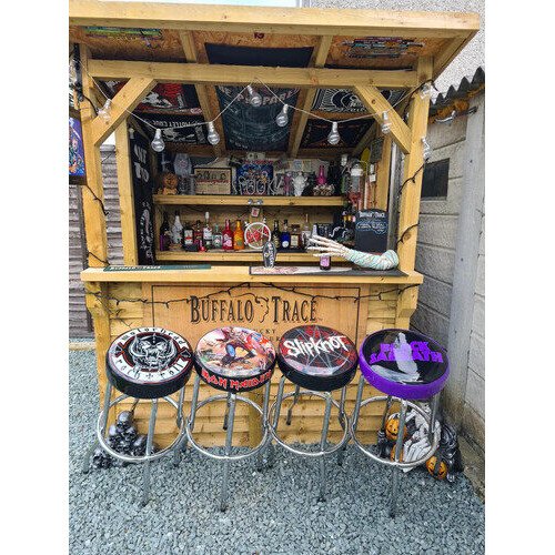 Rocksax - Queen - Classic Crest Logo - Bar Stool With Swivel Seat (Black/Chrome) Collectibles (Large Item, Collectible, Barware)