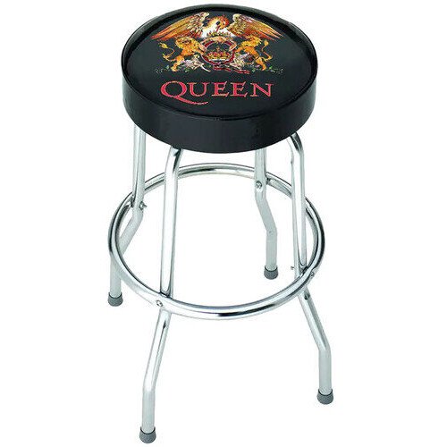 Rocksax - Queen - Classic Crest Logo - Bar Stool With Swivel Seat (Black/Chrome) Collectibles (Large Item, Collectible, Barware)