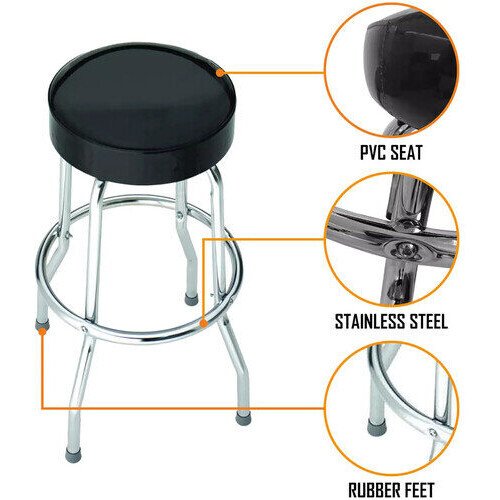 Rocksax - Motorhead - Rock N Roll Logo - Bar Stool With Swivel Seat (Black/Chrome) Collectibles (Large Item, Collectible, Barware)