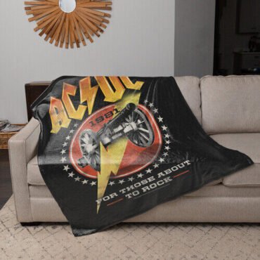 Rocksax -  AC/DC - Sherpa Fleece Blanket - For Those About to Rock (60 in x 80 in) Collectibles (Large Item, Blanket)