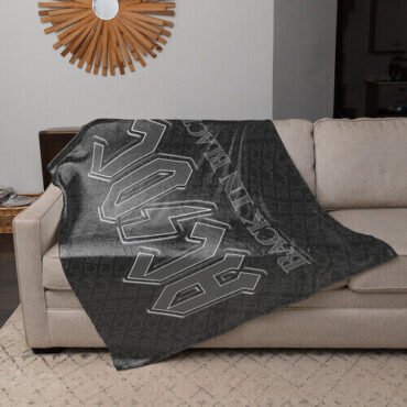 Rocksax -  AC/DC - Sherpa Fleece Blanket - Back in Black (60 in x 80 in) Collectibles (Large Item, Blanket)