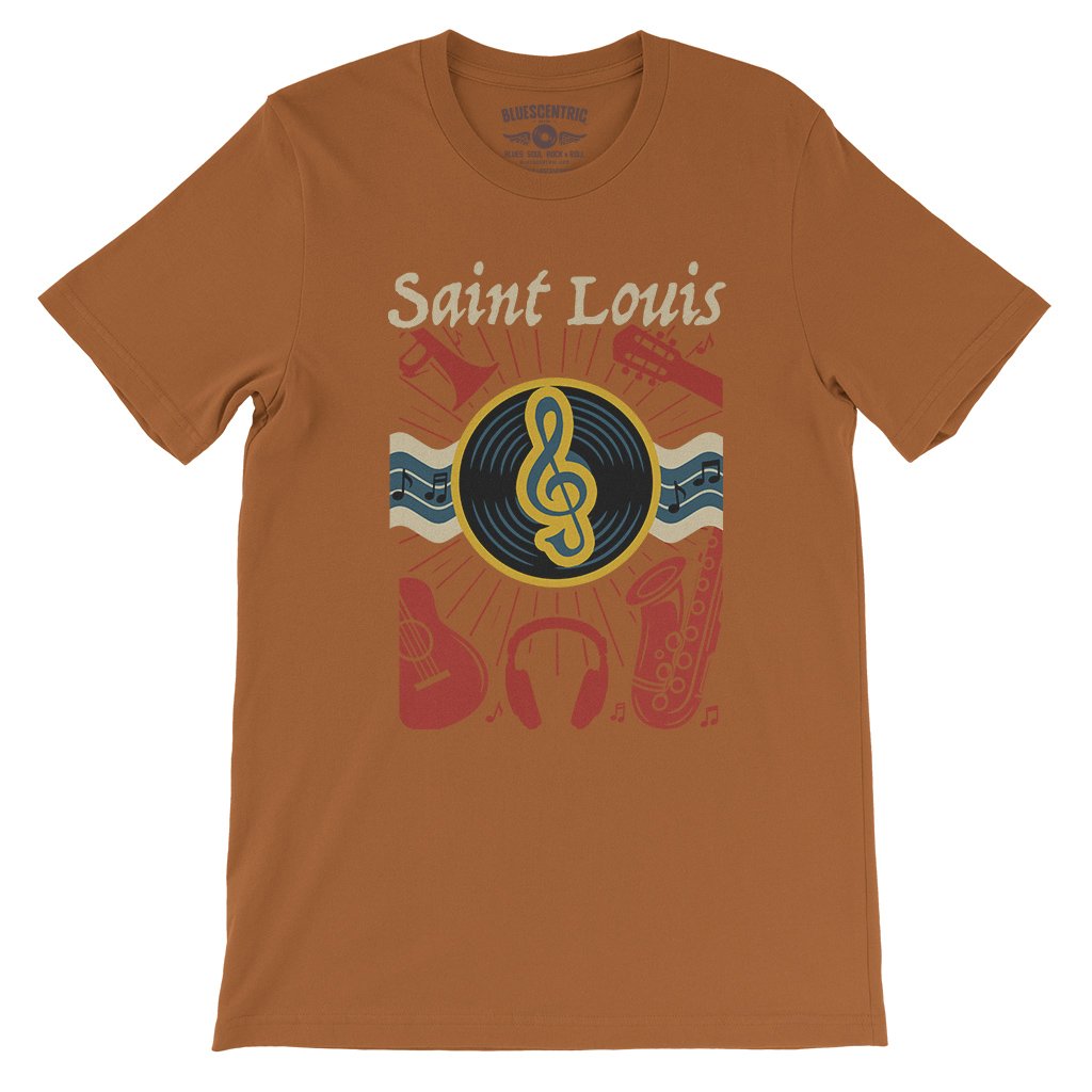St Louis Flag Music City T-Shirt - Lightweight Vintage Style - Burnt Orange