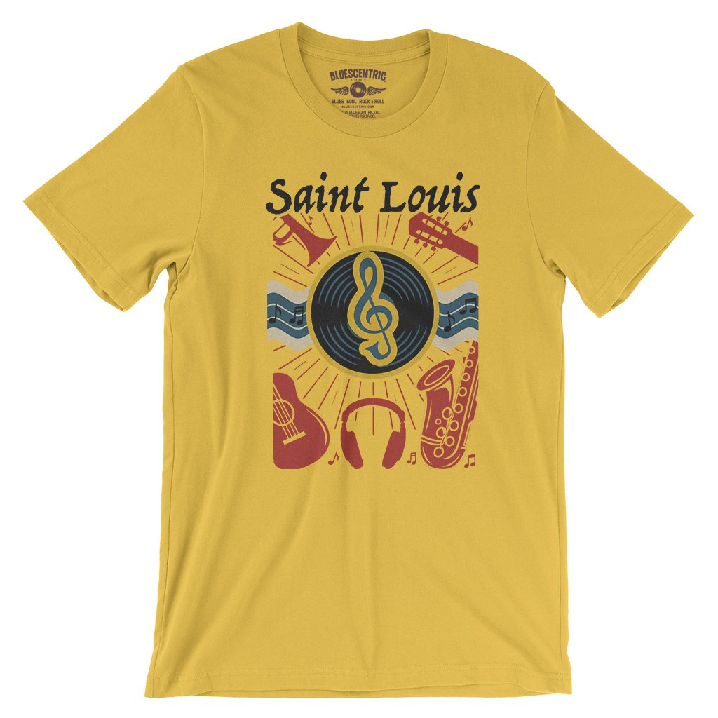 St Louis Flag Music City T-Shirt - Lightweight Vintage Style - Maize Yellow