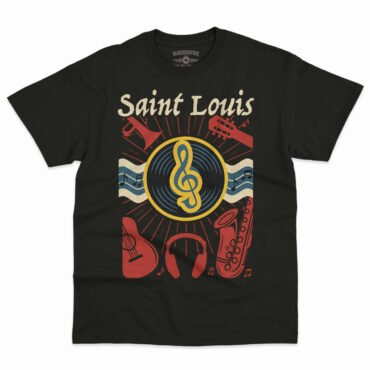 St Louis Flag Music City T-Shirt - Men's Big & Tall - Black