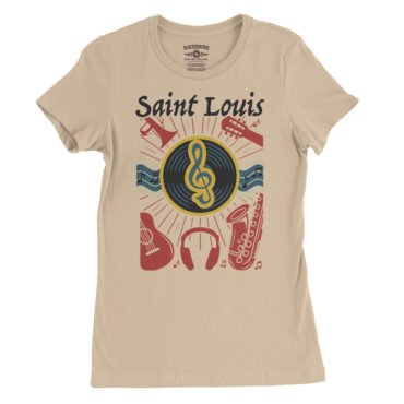 St Louis Flag Music City Ladies T-Shirt - Relaxed Fit - Sand Dune