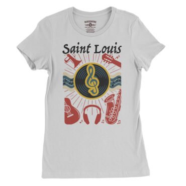 St Louis Flag Music City Ladies T-Shirt - Relaxed Fit - White