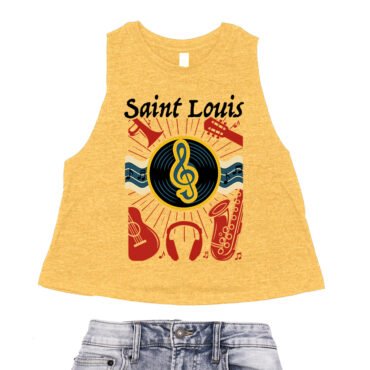 St Louis Flag Music City Racerback Crop Top - Women's - Heather Mustard