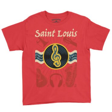 St Louis Flag Music City Youth T-Shirt - Lightweight Children & Toddlers - Red