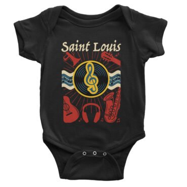 St Louis Flag Music City Baby Onesie - Black
