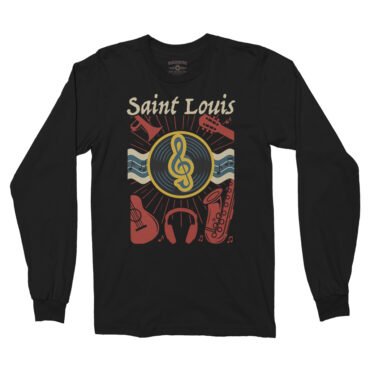 St Louis Flag Music City Long Sleeve T-Shirt - Black