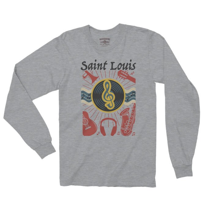 St Louis Flag Music City Long Sleeve T-Shirt - Athletic Heather