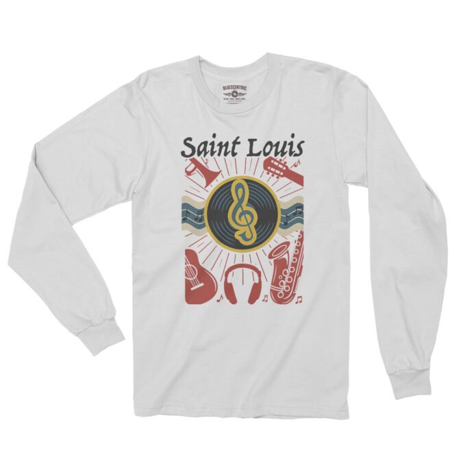 St Louis Flag Music City Long Sleeve T-Shirt - White