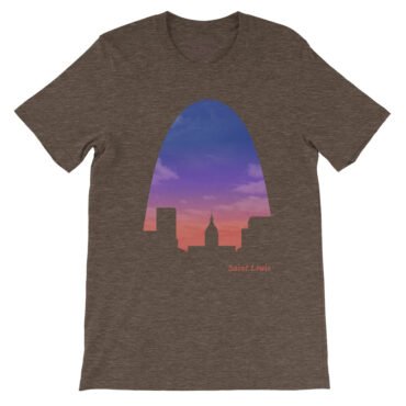 St Louis Arch Evening Sky T-Shirt - Lightweight Vintage Style - Heather Brown