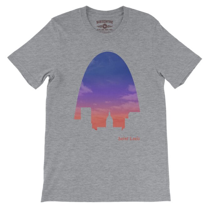 St Louis Arch Evening Sky T-Shirt - Lightweight Vintage Style - Athletic Heather