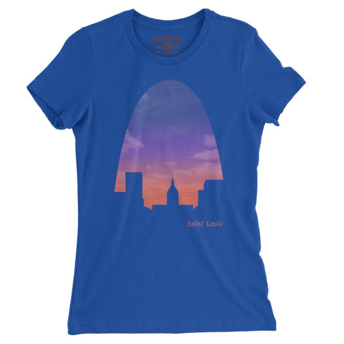 St Louis Arch Evening Sky Ladies T-Shirt - Relaxed Fit - True Royal